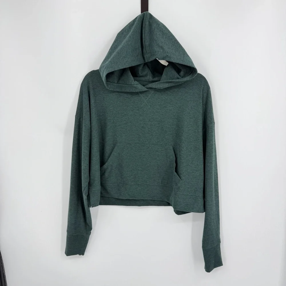Fabletics Cloud Jersey cropped hoodie everpine heather green‎ sz M